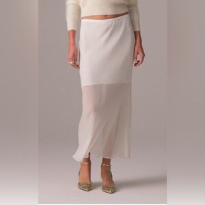 J Crew L NWT Ivory Bias Cut Pull-On Elastic Waist Long Popular Gwyneth Skirt